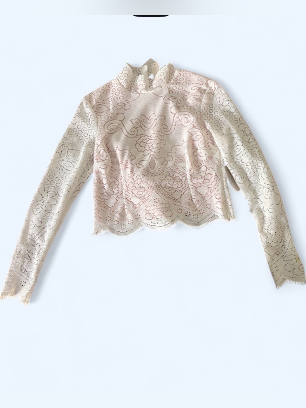 For Love & Lemons x Free People White Lace Button Top Size L NWT